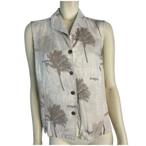 Vintage Havana Jack's Cafe sleeveless collared tropical top size XL